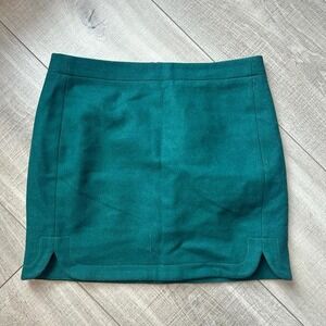 J.Crew Green Wool Blend Mini Skirt Preppy Workwear Fall Winter‎ - Size 6